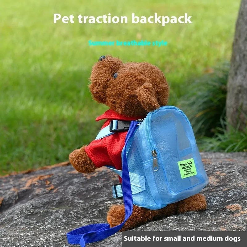 Breathable polyester dog backpack in solid colour for portable pet storage with canvas bag
