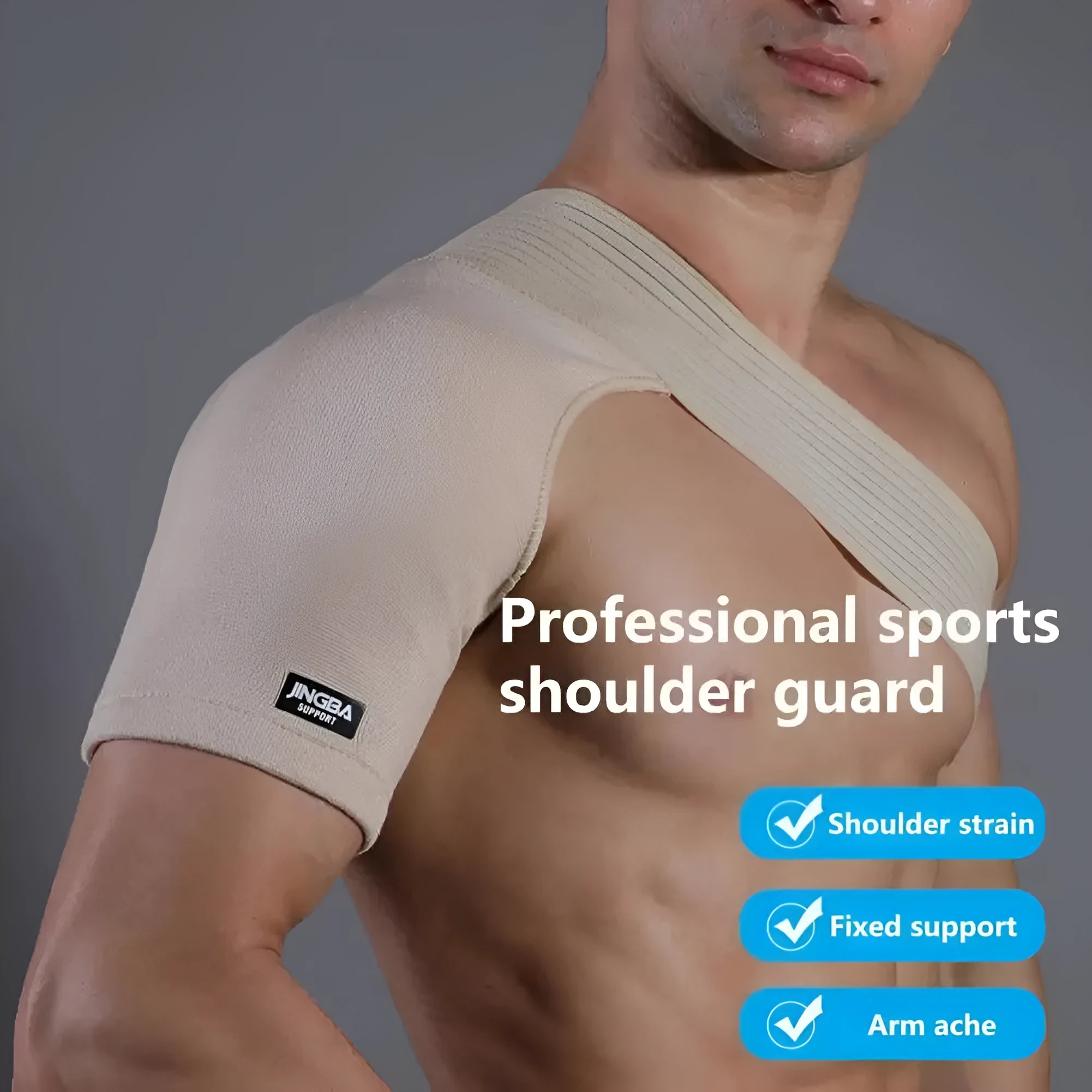One shoulder pressure support strap in skin colour, adjustable, for weightlifting basketball running and outdoor sports