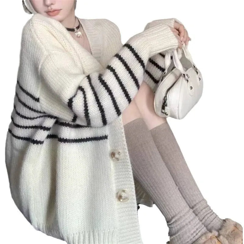 Women's polyester collar button cardigan with 3D pattern in Japanese Korean casual style