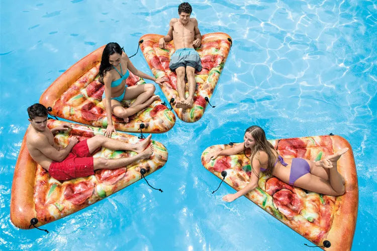 Inflatable pizza surfboard pool float 175cm x 145cm colourful design