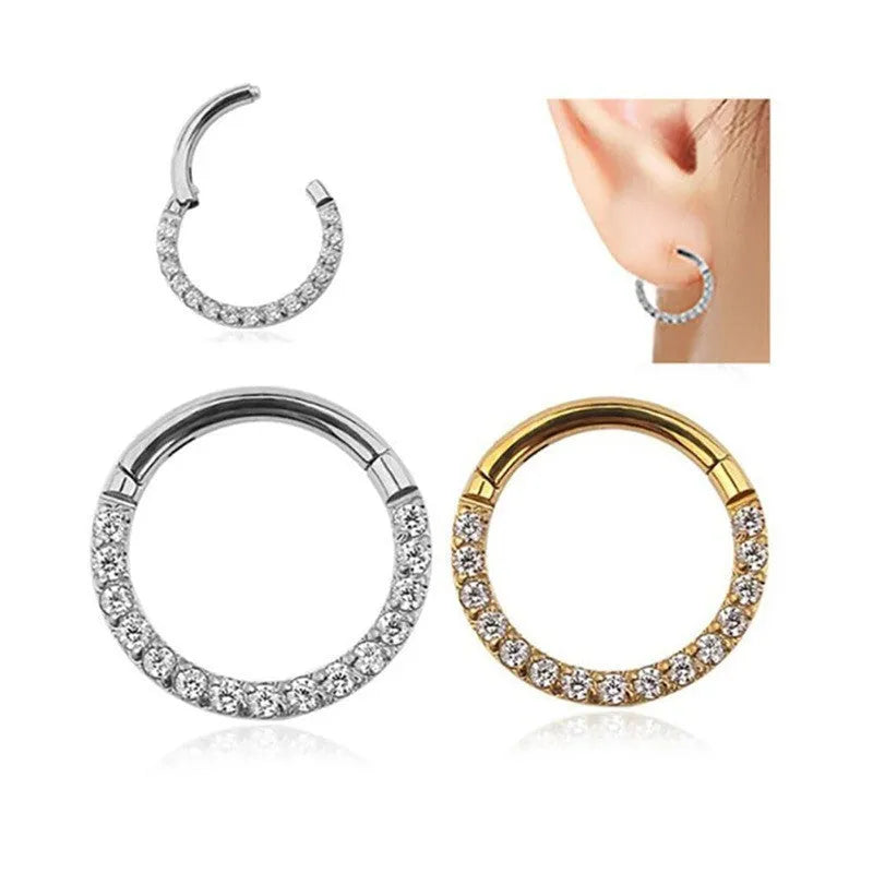 Stainless steel seamless nose ring showing round shape in one of eight colour finishes.