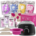 29-piece hard wax hair removal kit with black wax warmer, wax beads, sticks, and aftercare products