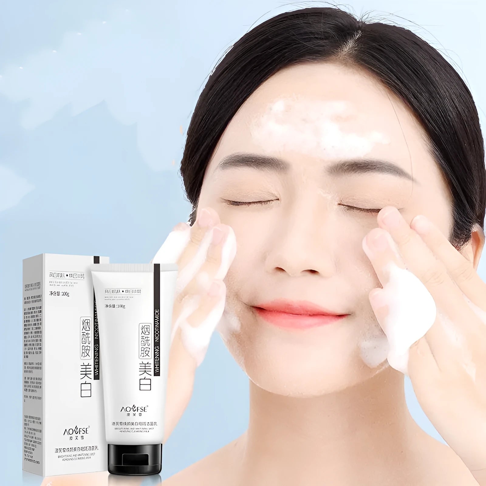 White 100ml whitening and freckle removing facial cleanser tube for pore cleansing