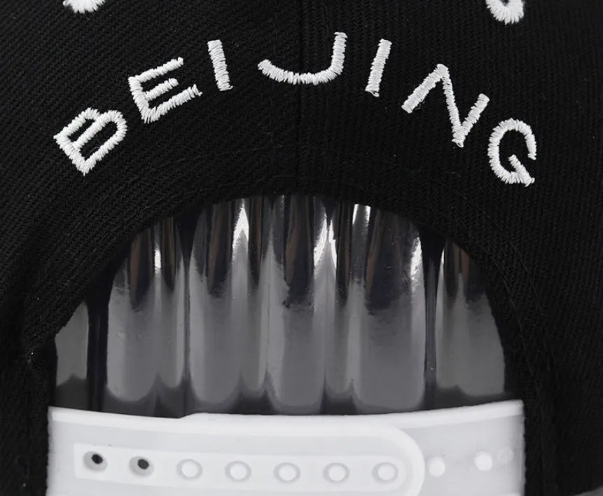 Letter embroidered cotton baseball hat with adjustable strap in SR White colour