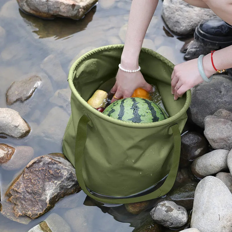 Outdoor Folding Telescopic Duct in Army Green with PVC Mesh Cloth and Polypropylene Ribbon for Ventilation and Debris Collection in 7L 13L 20L Sizes