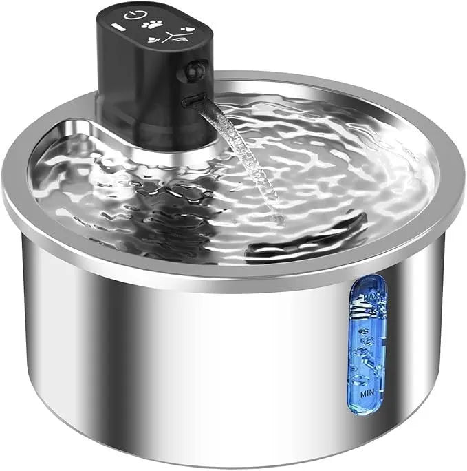 Stainless steel pet water fountain with constant temperature base for cats and dogs