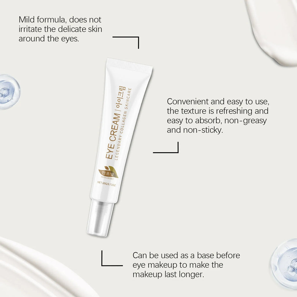 Collagen eye cream with hyaluronic acid in a 20g white pot, product shot