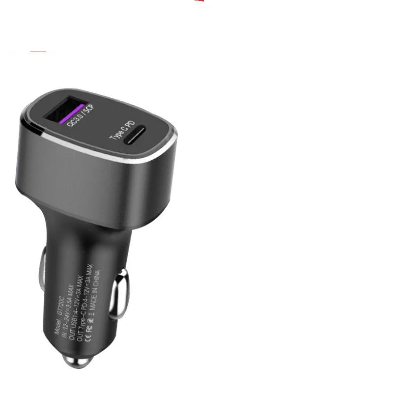 Car charger dual USB TYPE C PD QC 3.0 2.0 fast charger metal flame retardant PC 6000mA 12-24V