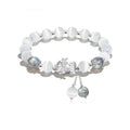 Natural black agate crystal bracelet with 10mm wave-shaped beads in gray colour