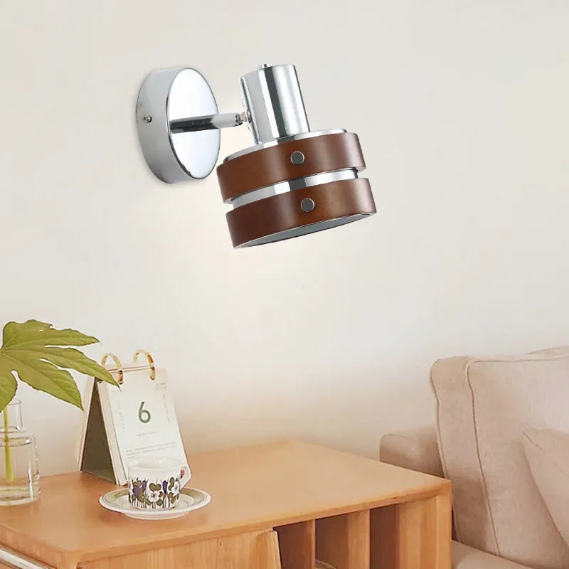 Nordic walnut wall lamp for bedside or hallway with three colour temperature options