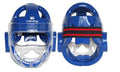 Karate helmet protective equipment for boxing in white, blue, or red colours available in S, M, L, XL sizes
