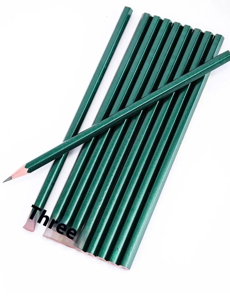Green hexagonal wooden drawing pencils in HB and 2B grades, box of 10 pieces.