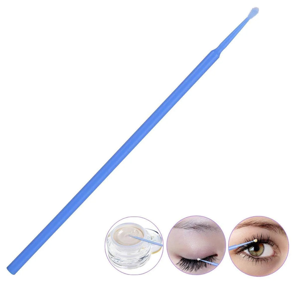 Disposable micro applicator brushes with bendable cotton swab and colour-coded handles in multicolours for makeup and eyelash extensions