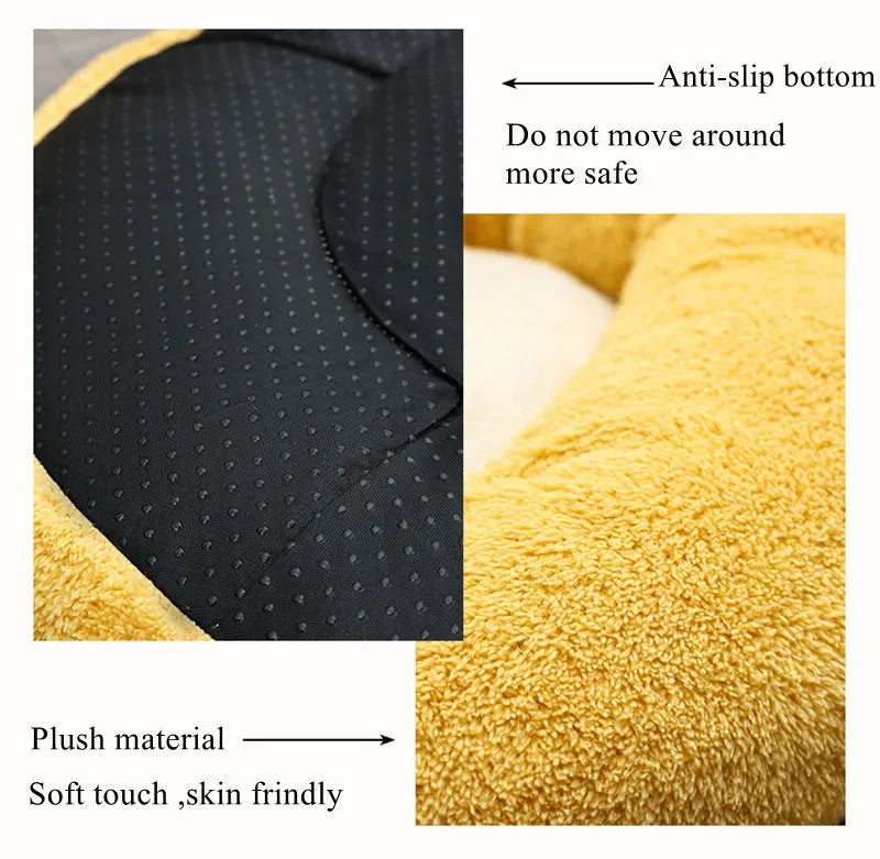 Corgi shaped soft plush pet bed for dogs and cats with PP cotton filling on a floor