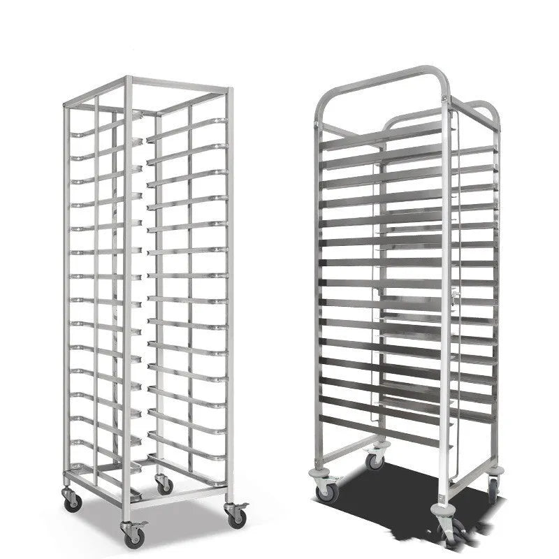 Six-tier stainless steel bakery cooling rack with locking mechanism and 40x60cm tray size