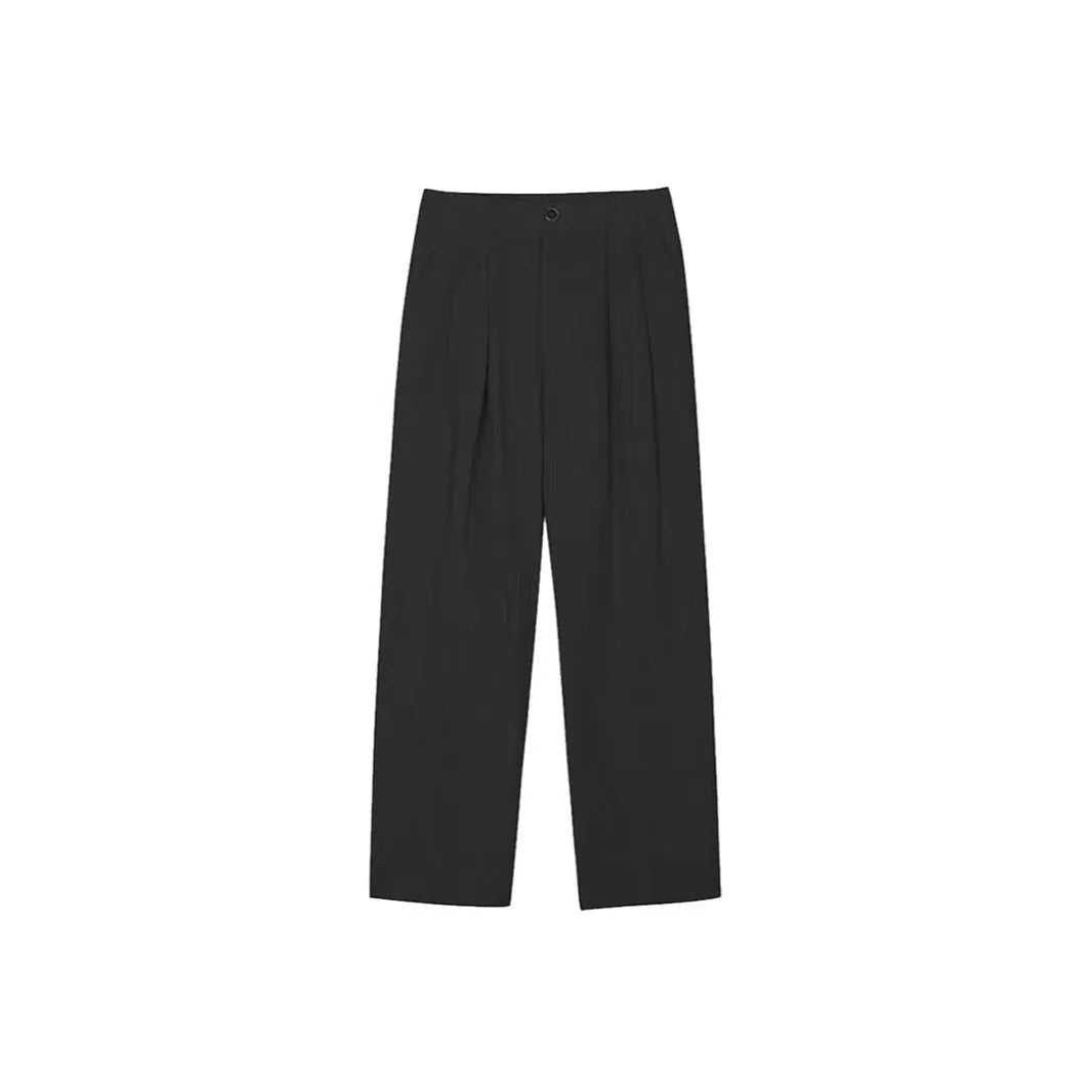 Men's loose fit cotton linen trousers in apricot, army green, and purplish blue, showing pencil leg opening.