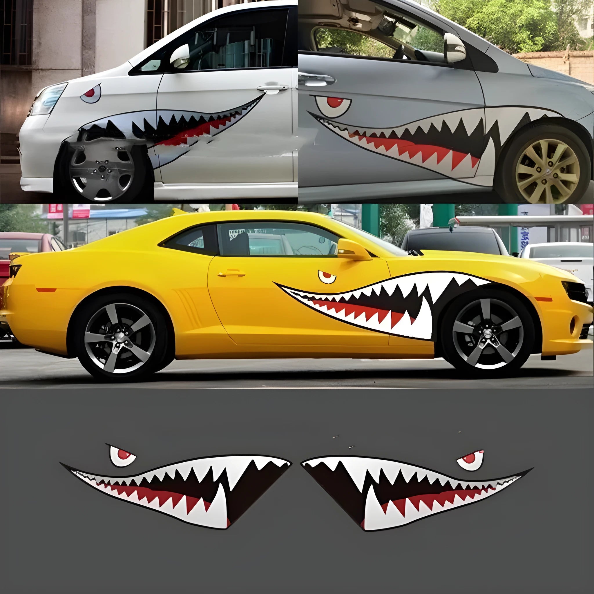 Shark design PVC body stickers for vehicle decoration in two size options