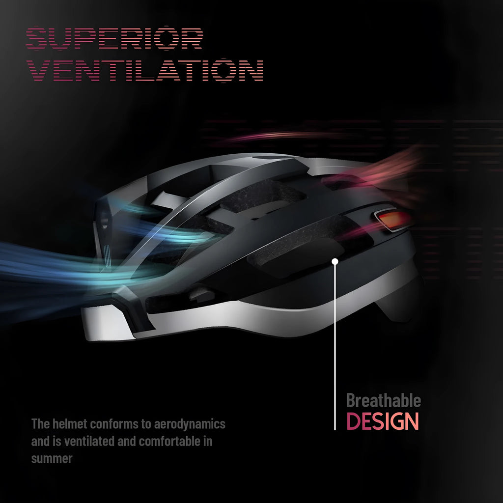 Smart Bluetooth warning light riding helmet in black and grey, free size 57-62cm, EPS PC construction