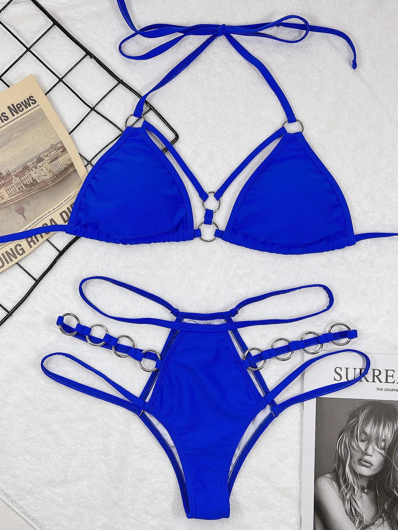 Women's separated nylon bikini swimwear set with matching shorts in five colour options