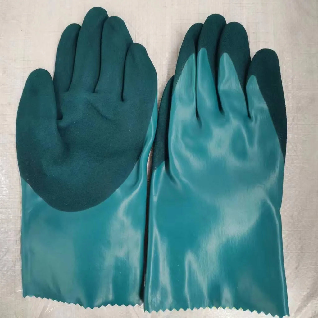 Wanghai women's waterproof lengthened nitrile gloves, navy blue, free size, 27cm length