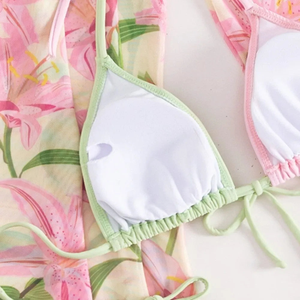 Women's printed quick-drying bikini swimwear in European and American sizing