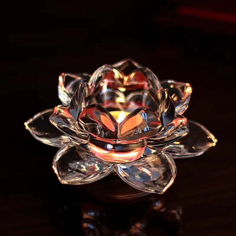 Glass lotus candle cup decorative aromatherapy candle holder with lotus candlestick design