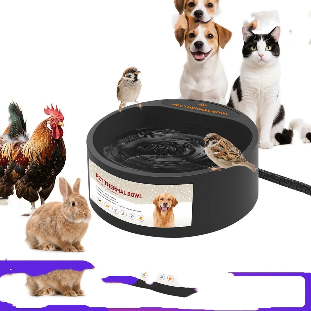 Black ABS plastic pet heating bowl with 2.2 litre capacity and temperature control