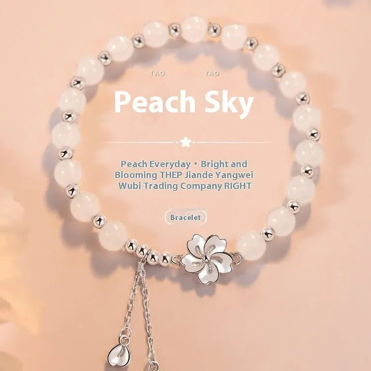 High sense new Chinese style beaded resin bracelet with camellia lotus and peach blossom for couple