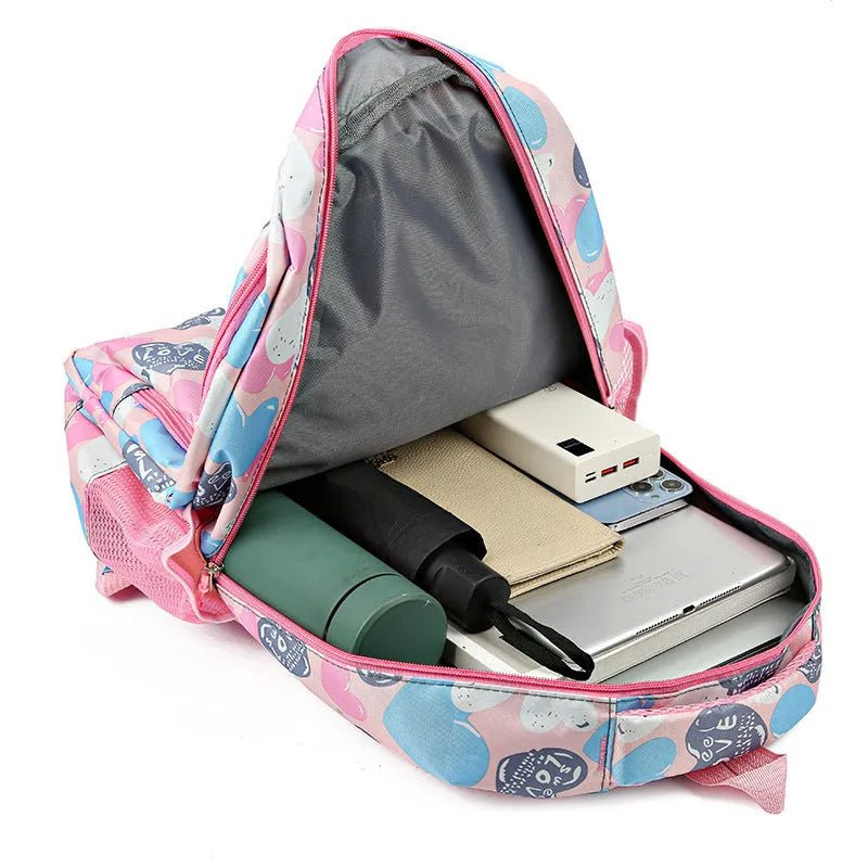Children's blue school backpack with air cushion shoulder straps and Oxford cloth exterior