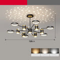 Black iron pendant lamp with 13 light heads and remote control for 15-30 square metre rooms
