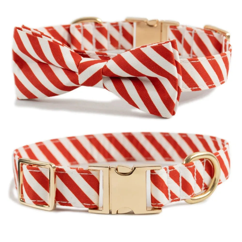 Candy green polyester dog collar with bow knot and adjustable buckle on a white background