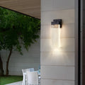 Black stainless steel outdoor LED wall lamp with warm light for courtyard or corridor