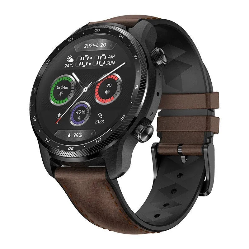 Ticwatch Pro X 47mm smart watch with round display showing fitness stats on wrist