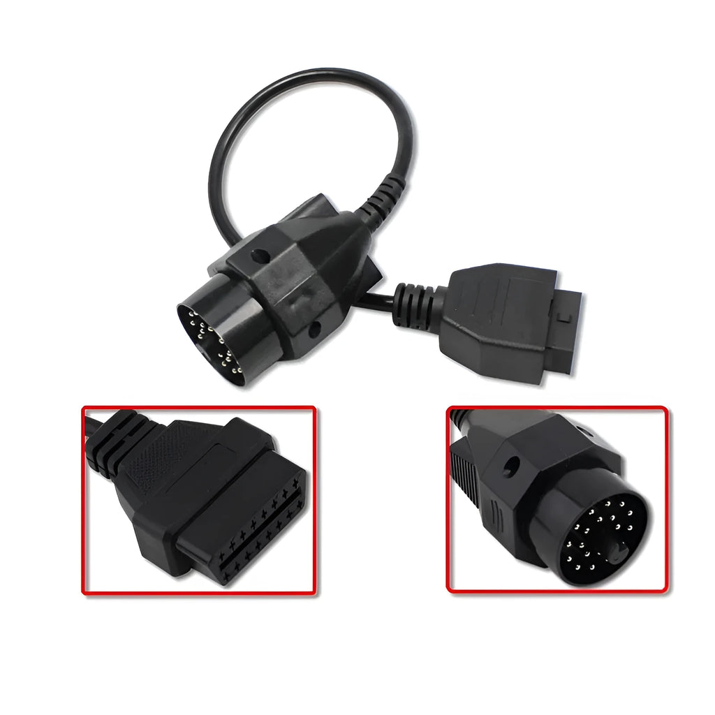BMW OBD2 diagnostic connector cable converting 20-pin to 16-pin interface for vehicle diagnostics