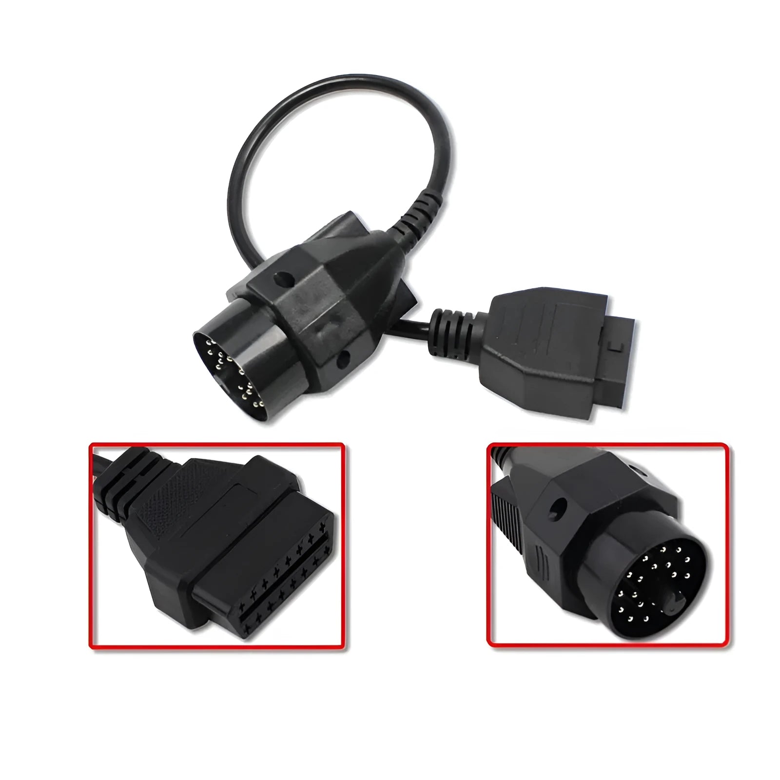 BMW OBD2 diagnostic connector cable converting 20-pin to 16-pin interface for vehicle diagnostics