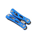 Blue folding outdoor pliers with fruit knife, 125mm, on Oxford storage bag