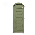 Rectangular ochre cotton sleeping bag quilt laid out flat for camping.