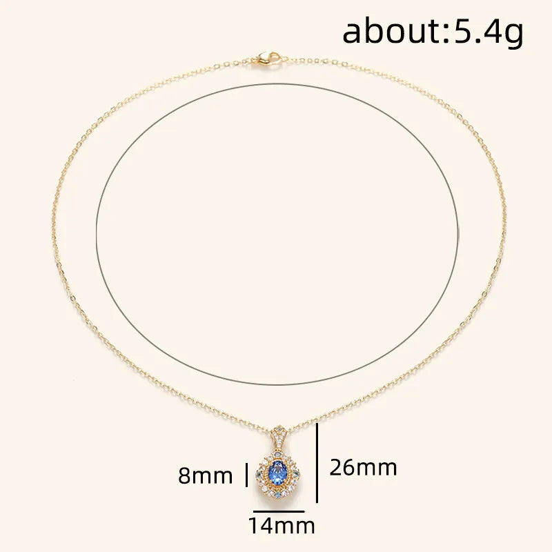 Women's royal necklace with mixed gem inlaid pendant on adjustable box chain in yellow gold colour