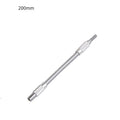 Silver metal flexible shaft extension 6.35mm shank for cordless drill multi-angle grinding, 150mm to 300mm lengths shown