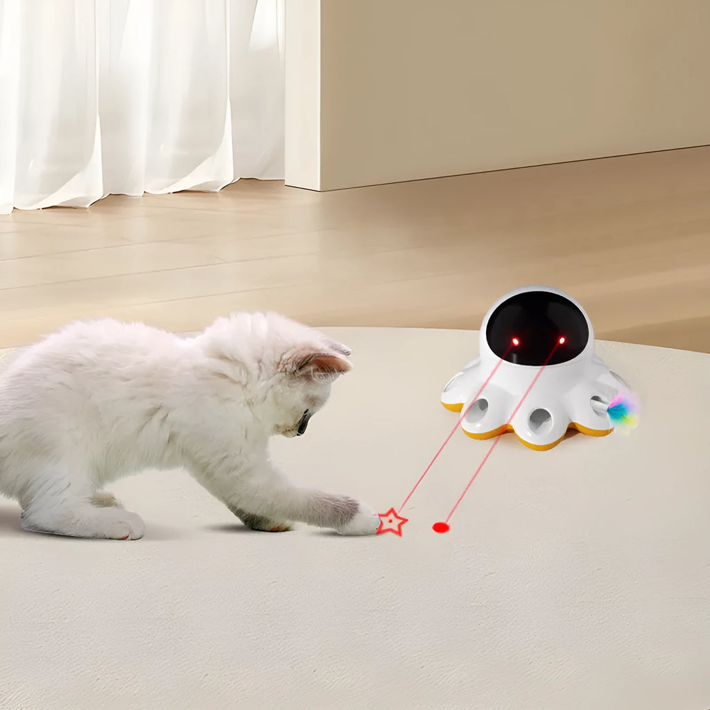 New Cat Teaser Electric Cat Toy shiny automatic funny cat toy with feather attachment and Type-C cable